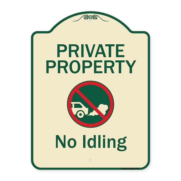 Designer Series-Private Property No Idling With Graphic, 24" H, TG-1824-9775